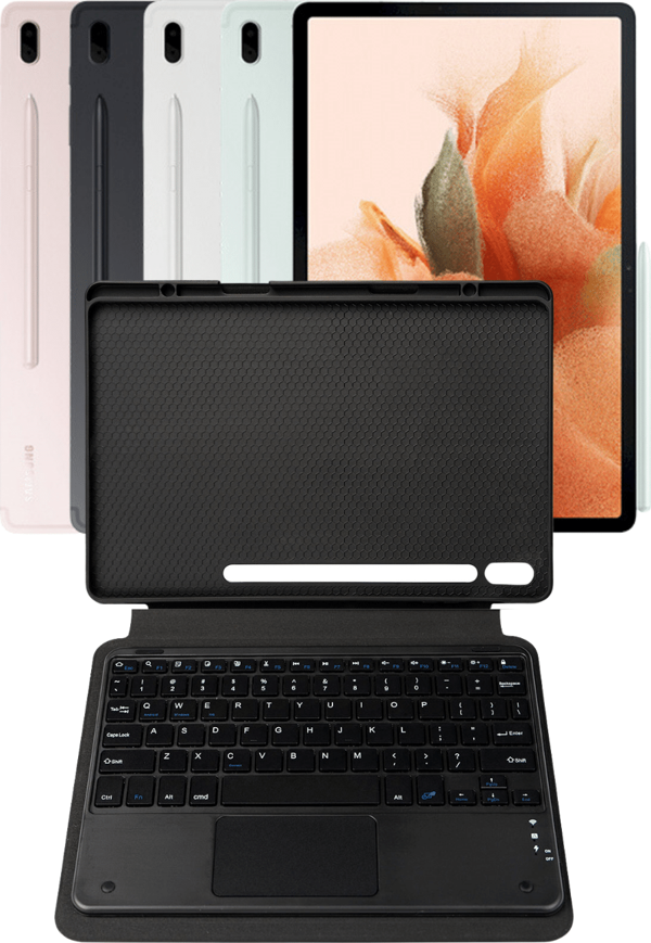 Fuchsia Savvy Keyboard Tab S7 FE LTE Bluetooh Bağlantılı Standlı Klavyeli Tablet Kılıfı - Image 1
