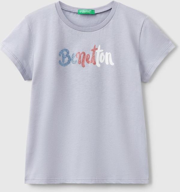United Colors Of Benetton Kız Çocuk Lila Simli Logo Baskılı T-Shirt - Image 1