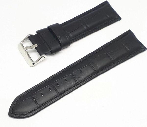 22mm Golf Marka Siyah Croco Hakiki Deri Saat Kordonu - Image 1