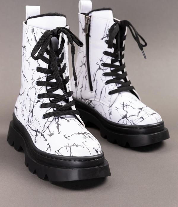 Beyaz Renkli Fermuarlı Bağcıklı Lüks Kız Çocuk Botu - Image 1