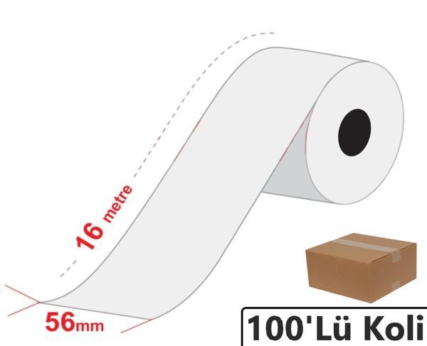 56x16 Metre Termal Yazarkasa Pos Kredi Kartı Rulosu 100'lü Koli - Image 1