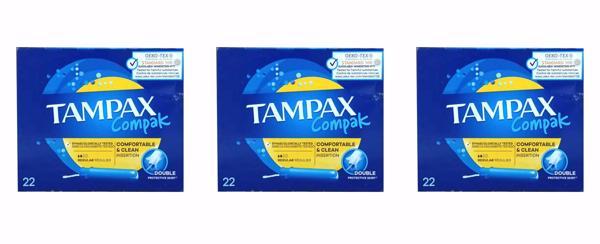 Tampax Compak Normal Tampon 22'Li -3 Paket - Image 1