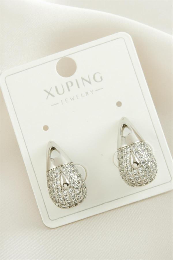 Avior Collection Xuping Su Damlası Zirkon Taşlı Lüks Çelik Küpe - Image 1