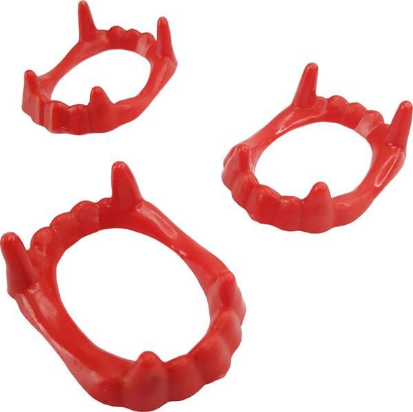 Vampir Dişi Kırmızı 3 Adet Halloween Cadılar Bayramı Kostüm Süsü - Image 1