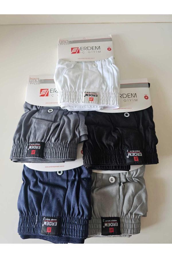 Erdem İç Giyim Erkek Karışık Renk 5 'Lı %100 Pamuk Penye Boxer-(1480) - Image 1