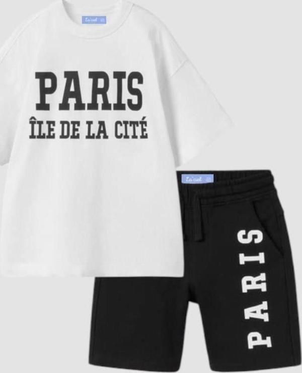 La Ciel Paris Baskılı Takım – Siyah & Beyaz - Image 1