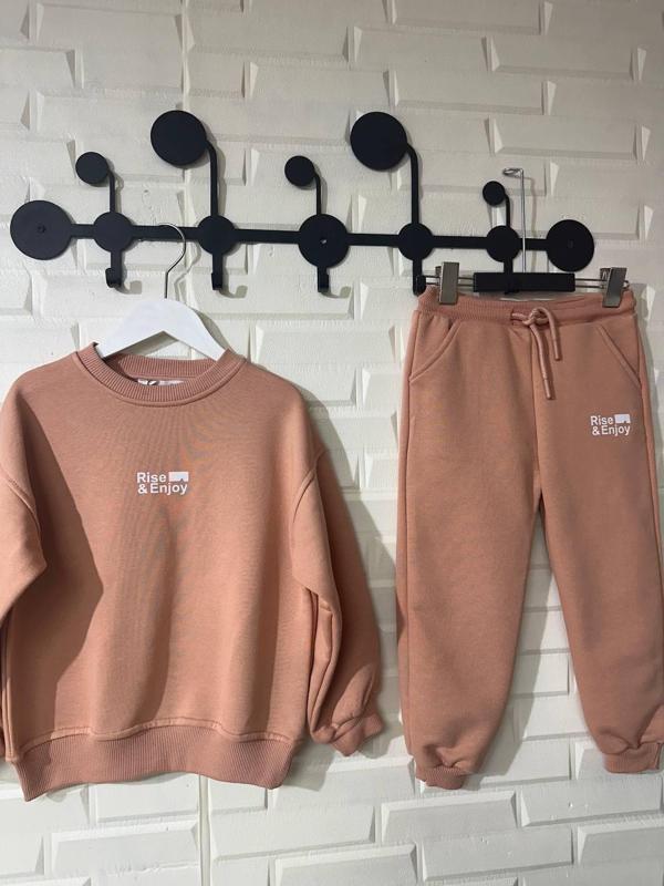 Rise & Enjoy 3 İplik Çocuk Eşofman Takımı – Somon - Image 1