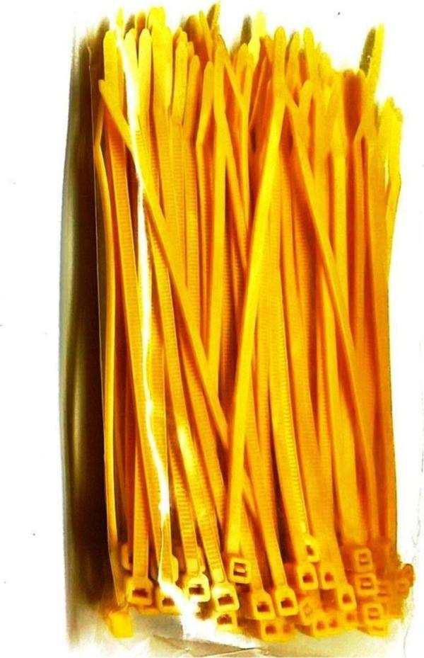 Emin Sarı Renkli Kablo Bağı Cırt Klips Plastik Kelepçe 100X2,5 100 Ad - Image 1