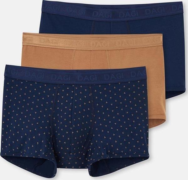 Dagi Açık Kahve-Lacivert 3'Lü Desenli Micro Modal Boxer - Image 1