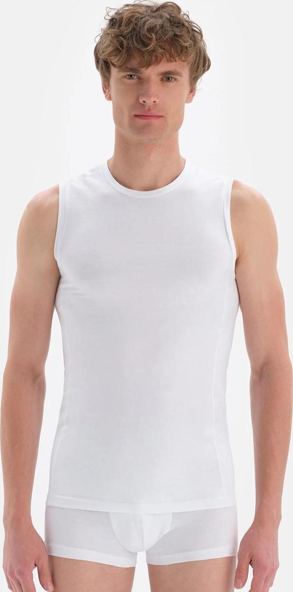 Dagi Beyaz Penye Sıfır Yaka 2 Li Kolsuz Erkek Fanila - Image 1