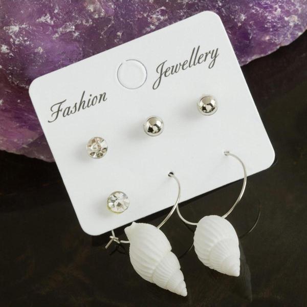 Avior Collection 6 Adet Deniz Kabuğu Taşlı Halka Küpe 2 Cm - Image 1