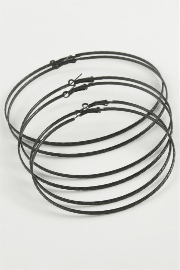 Avior Collection Zincir Desenli Metal Halka Küpe 6 Adet - Image 1