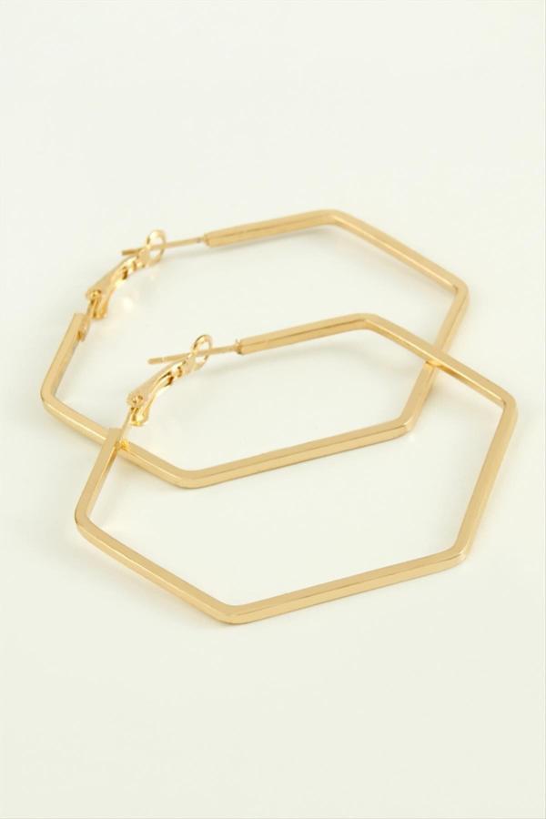 Avior Collection Beşgen Halka Küpe 4 Cm - Image 1