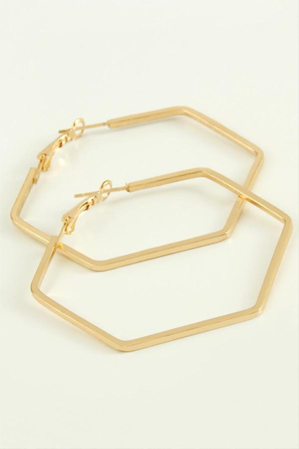 Avior Collection Beşgen Halka Küpe 6 Cm - Image 1