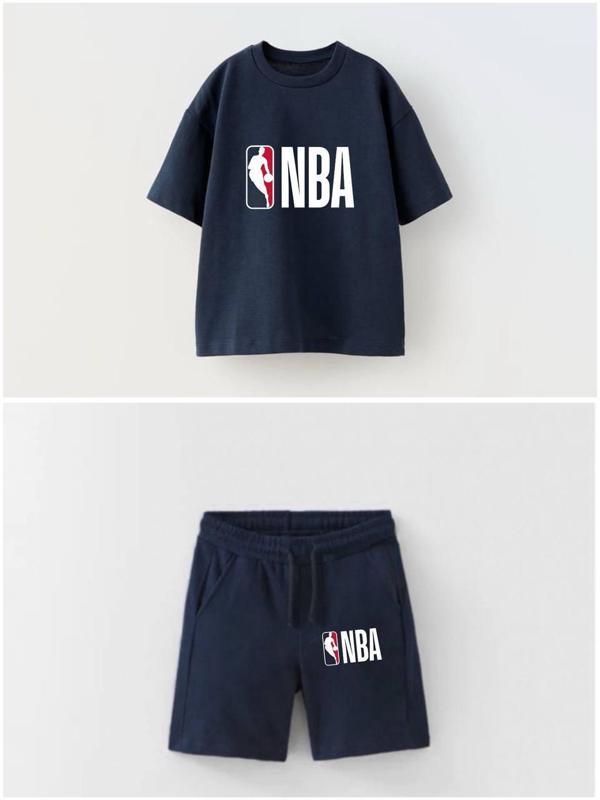 NBA Baskılı Çocuk Takım – Lacivert Tişört & Şort - Image 1