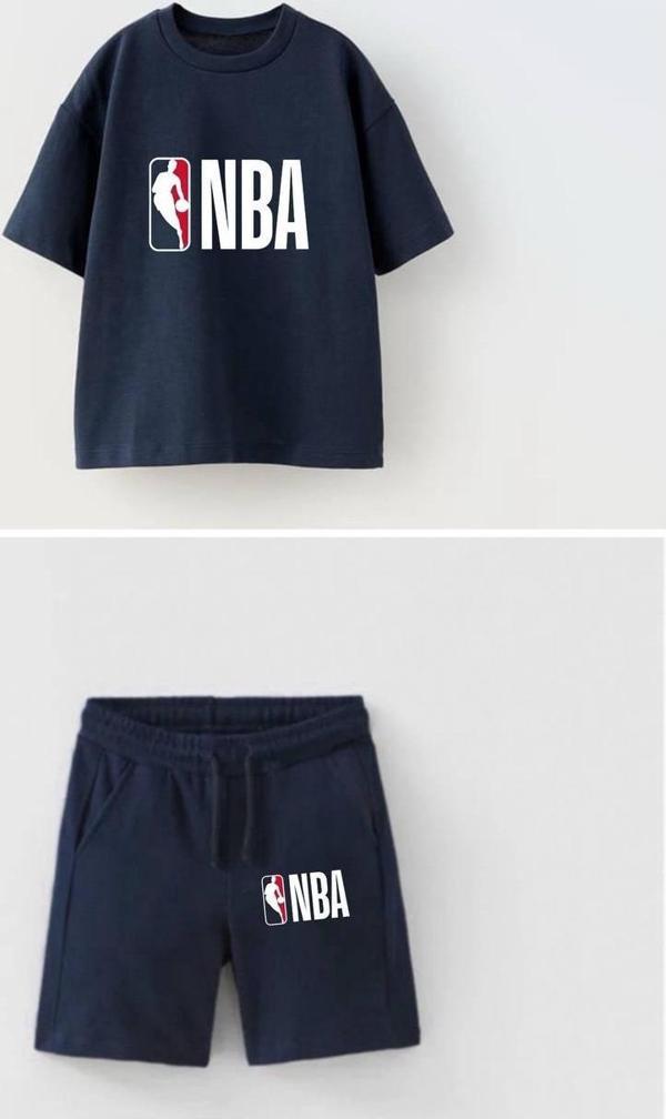 NBA Baskılı Çocuk Takım – Lacivert Tişört & Şort - Image 1