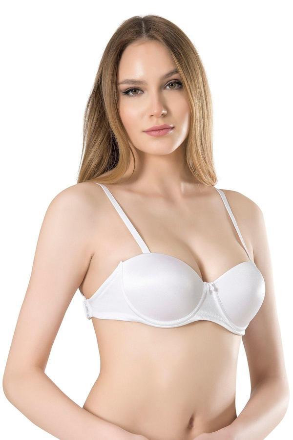 Fabony 3020 Basic Sırtı Şeffaf Beyaz Destekli Sütyen - Image 1