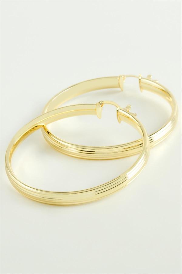 Avior Collection Çizgili Halka Küpe 6 Cm - Image 1
