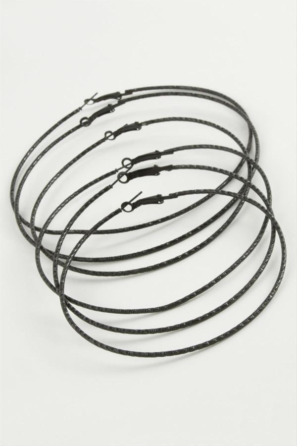 Avior Collection Çizgili Metal Halka Küpe 6 Adet - Image 1