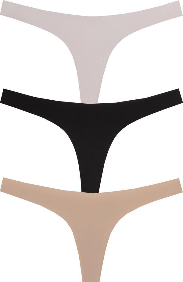 Papatya Kadın Lazer Kesim Dikişsiz Tanga Slip 3 Lü Paket Set - Image 1