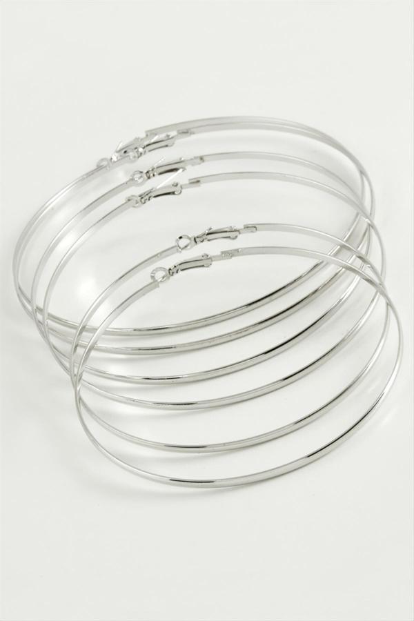 Avior Collection Düz Metal Halka Küpe 6 Adet - Image 1