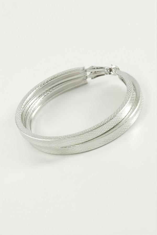 Avior Collection Ezme Noktalı Halka Küpe 5 Cm - Image 1