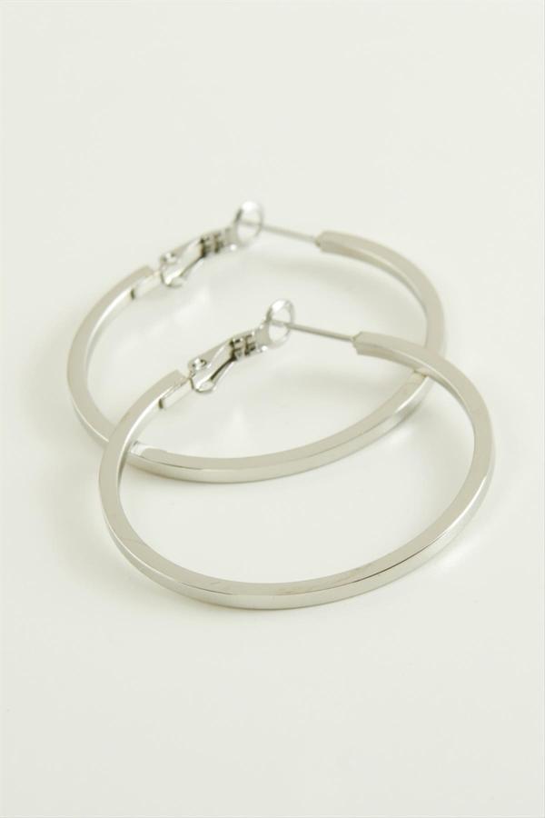 Avior Collection Ezme Lüks Çelik Halka Küpe 4 Cm - Image 1