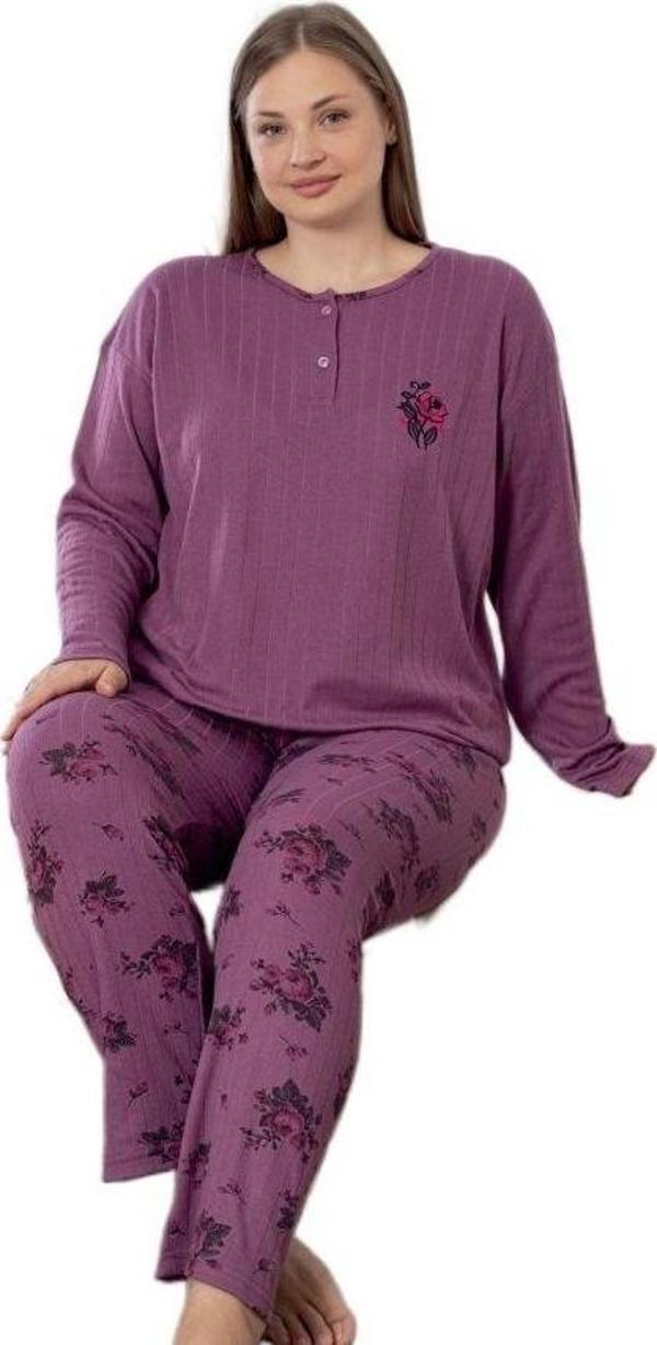 Happy Love Kışlık Büyük Beden Kadın Pijama Takımı 3XL/6XL Sıcak Rahat - Image 1