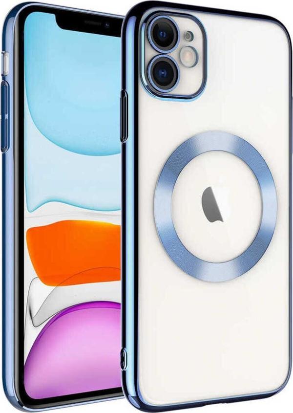 10Line Aksesuar İphone 11 Uyumlu Wireless Şarj Özellikli Sert Pc Zore Riksos Magsafe Kılıf-Sierra Mavi - Image 1