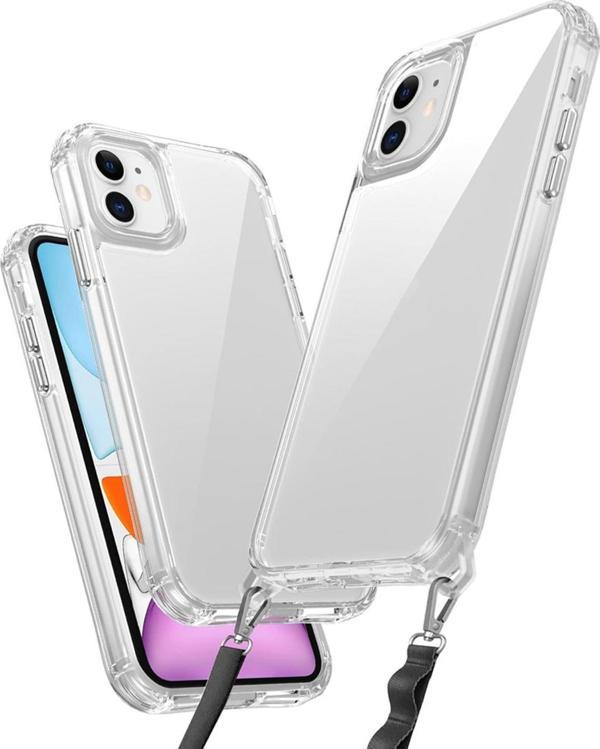 Kılıftech İphone 11 Kılıf Aihttgli Takılabilir Askı Aparatlı Zore Snap Silikon Kapak-Şeffaf - Image 1