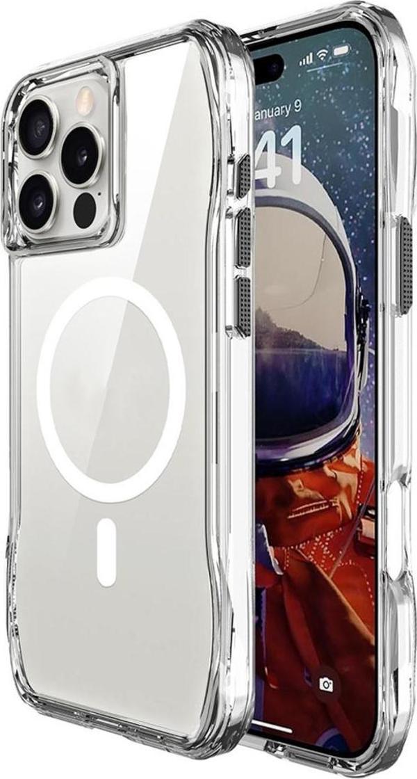 Safa İphone 16 Pro Max Uyumlu Kılıf Magsafe Şarj Özellikli Aihttgli Şeffaf Zore İncek Kapak-Şeffaf - Image 1