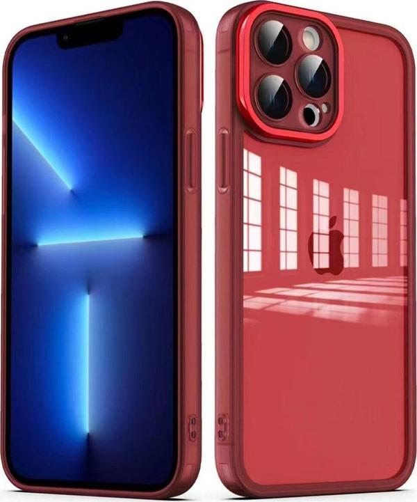 Wiku Bilişim İphone 13 Pro Max Uyumlu Kamera Korumalı Transparan Zore Post Kılıf-Kırmızı - Image 1