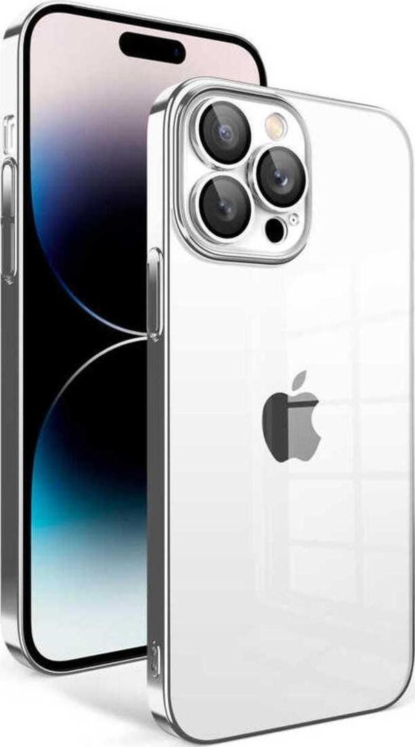 Wiku Bilişim İphone 14 Pro Uyumlu Kamera Korumalı Renkli Çerçeveli Zore Garaj Kapak-Gümüş - Image 1