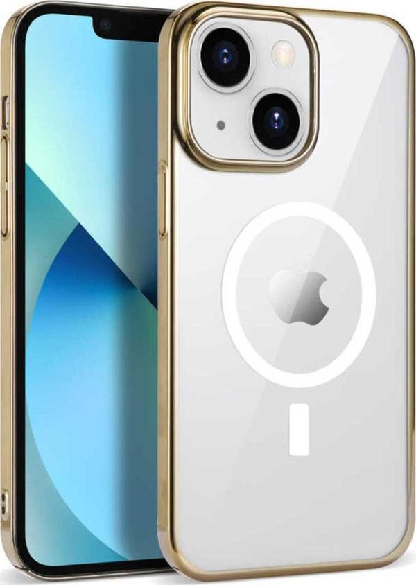Lumena İphone 14 Uyumlu Zore Wireless Şarj Özellikli Pixel Magsafe Kılıf-Gold - Image 1
