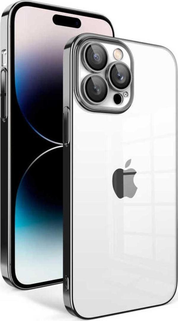 Atlas İphone 14 Pro Uyumlu Kamera Korumalı Renkli Çerçeveli Zore Garaj Kılıf-Siyah - Image 1