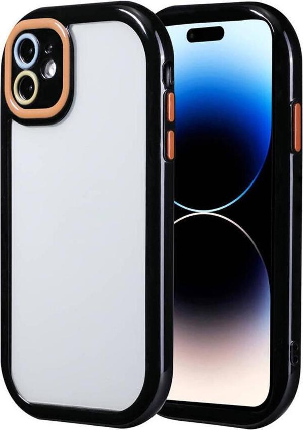 Kılıftech İphone 11 Kılıf Kamera Korumalı Renkli Kenar Ve Çerçeve Tasarımlı Zore Vitamin Kapak-Siyah - Image 1