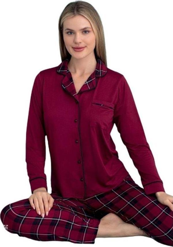 Marcella Notte Uzun Kol Düğmeli Kadın Pijama Takımı Ev Giyim Hediyelik - Image 1