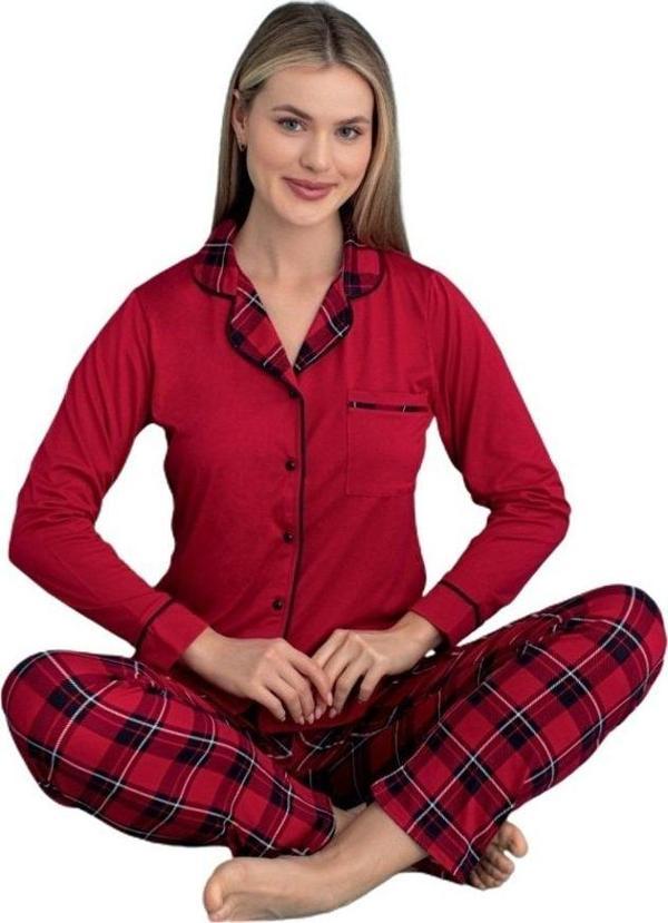 Elettra Notte Uzun Kol Düğmeli Kadın Pijama Takımı Ev Giyim Hediyelik - Image 1