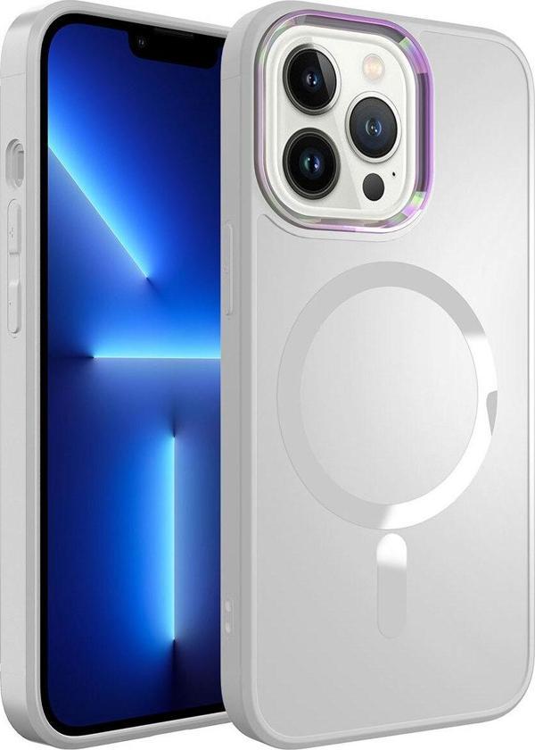 Wenixs İphone 13 Pro Max Uyumlu Magsafe Wireless Şarj Özellikli Zore Stil Kılıf-Beyaz - Image 1
