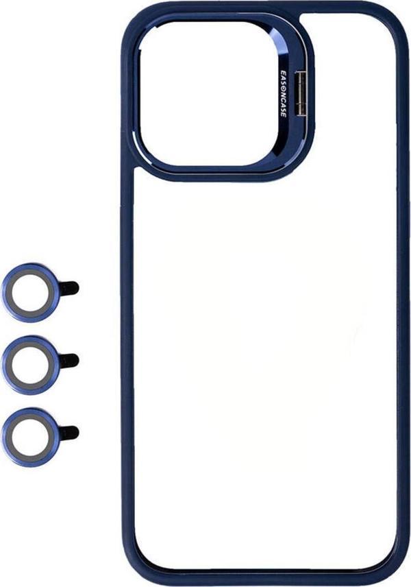 Zore İphone 15 Pro Max Uyumlu Kamera Korumalı Standlı Klon Kılıf-Lacivert - Image 1