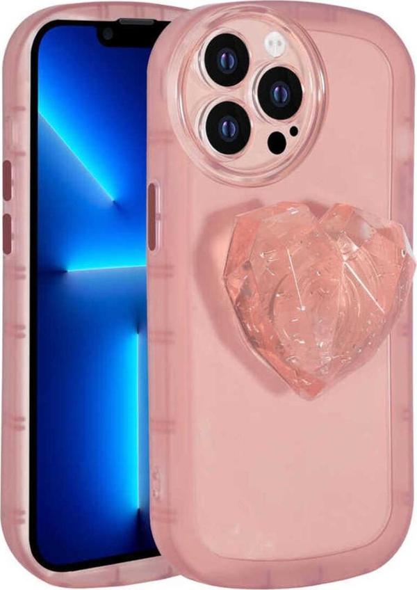 Marselit İphone 12 Pro Uyumlu Kamera Korumalı Pop Soketli Renkli Zore Ofro Kılıf-Pembe - Image 1