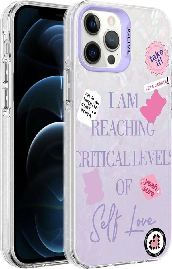 Yucca Tech İphone 12 Pro Uyumlu Mermer Desenli Zore Marbello Kılıf-Mor - Image 1