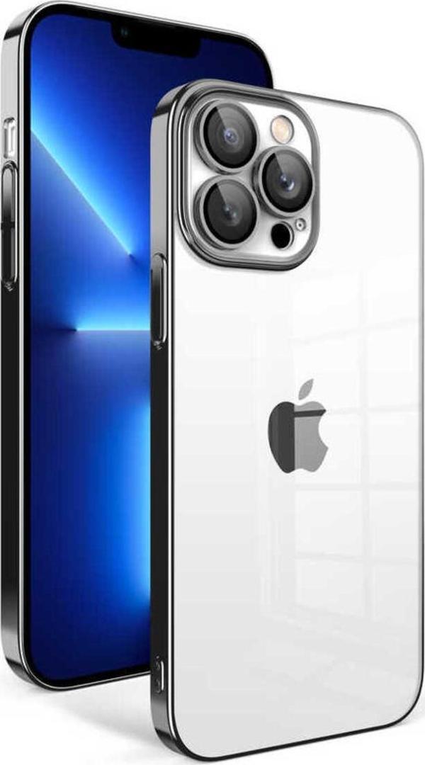 Yucca Tech İphone 12 Pro Uyumlu Kamera Korumalı Renkli Çerçeveli Zore Garaj Kılıf-Siyah - Image 1