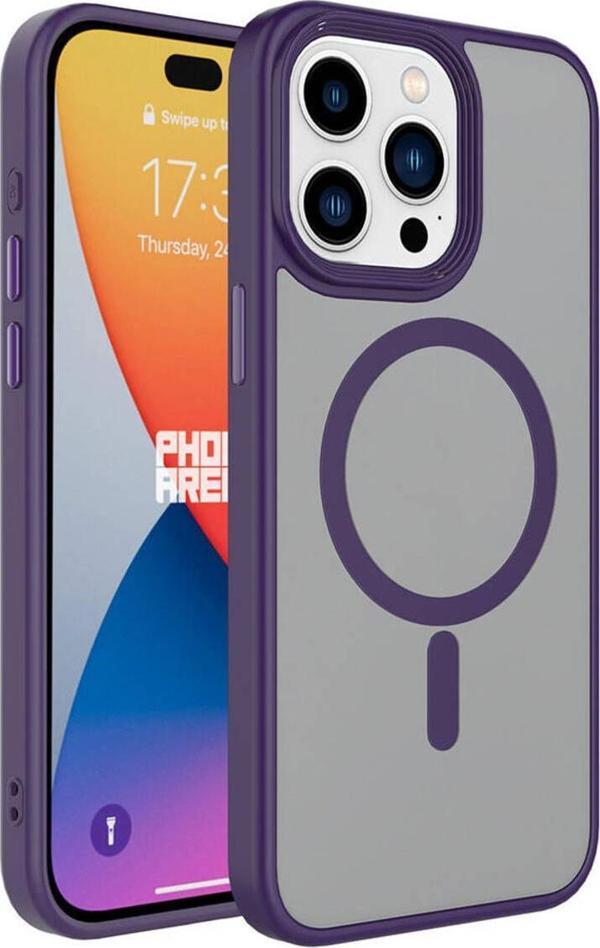 Zen Aksesuar İphone 15 Pro Max Uyumlu Mat Arka Yüzey Wireless Şarj Özellikli Zore Flet Magsafe Kılıf-Derin - Image 1