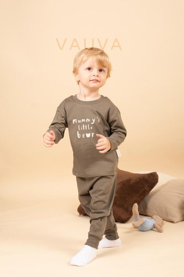 Çocuk Sweatshirt & Eşofman Takımı – Haki “Mummy’s Little Bear” - Image 1