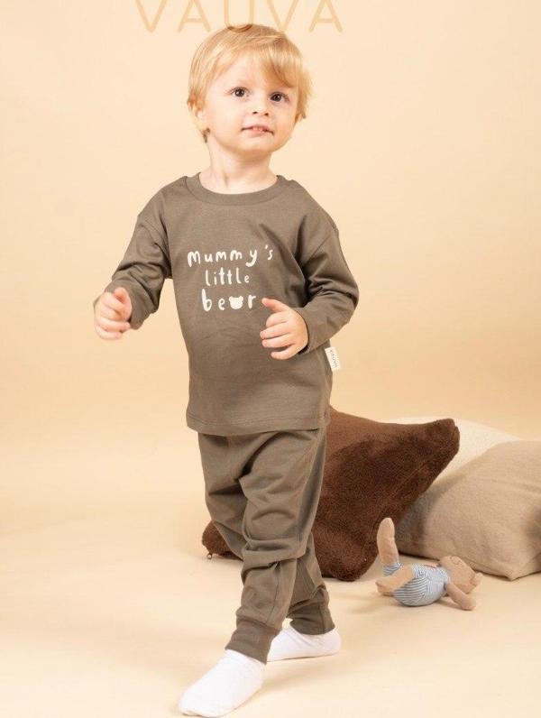 Çocuk Sweatshirt & Eşofman Takımı – Haki “Mummy’s Little Bear” - Image 1
