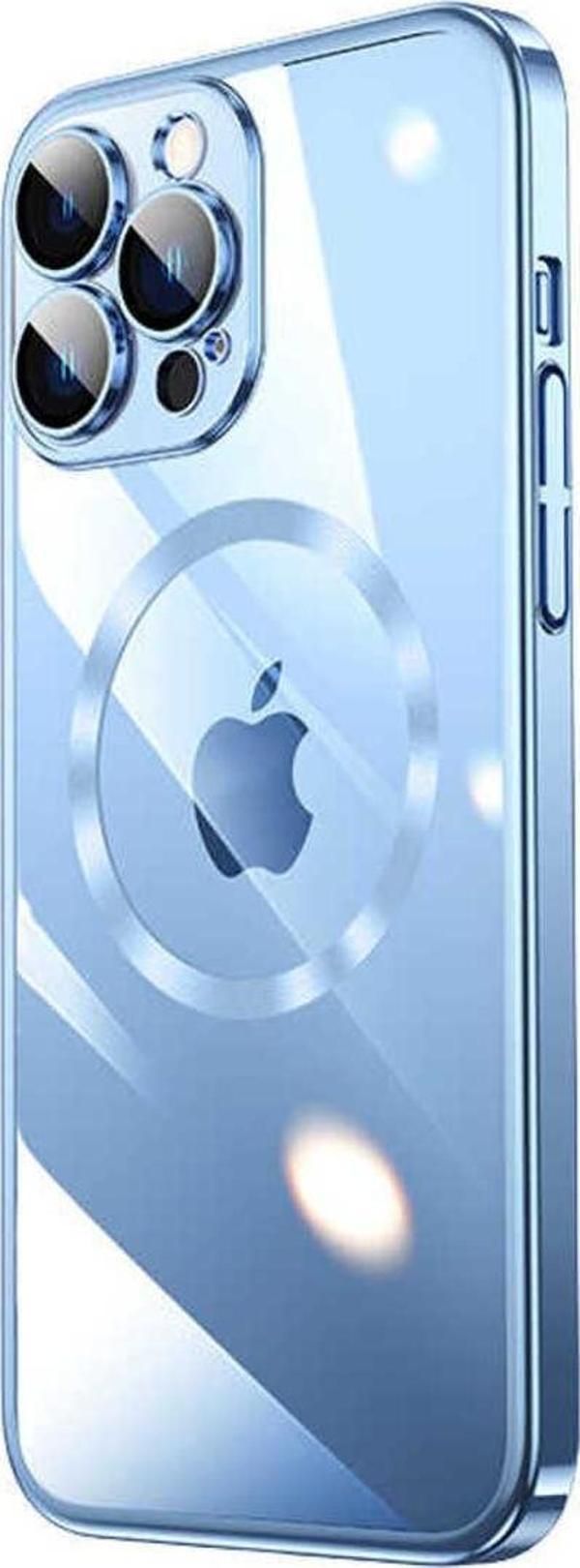 Zeyline İphone 14 Pro Uyumlu Wireless Şarj Özellikli Sert Pc Zore Riksos Magsafe Kılıf-Mavi - Image 1