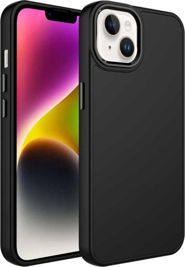 Yucca Tech İphone 14 Plus Uyumlu Metal Çerçeve Ve Buton Tasarımlı Silikon Zore Luna Kılıf-Siyah - Image 1