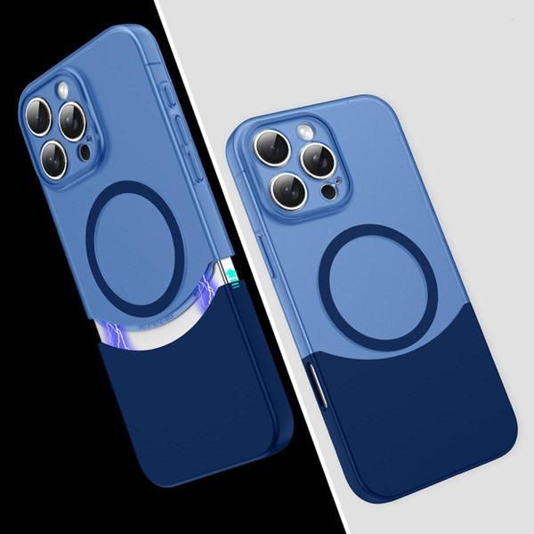 Zore İphone 16 Pro Max Kılıf M-Safe Şarj Özellikli Mıknatıslı Sys Duble Kapak - Lacivert - Image 1