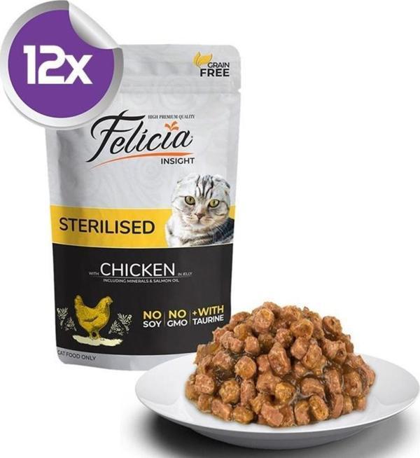 Felicia Tavuklu Tahılsız Kısırlaştırılmış Kedi Konservesi 12X85Gr - Image 1